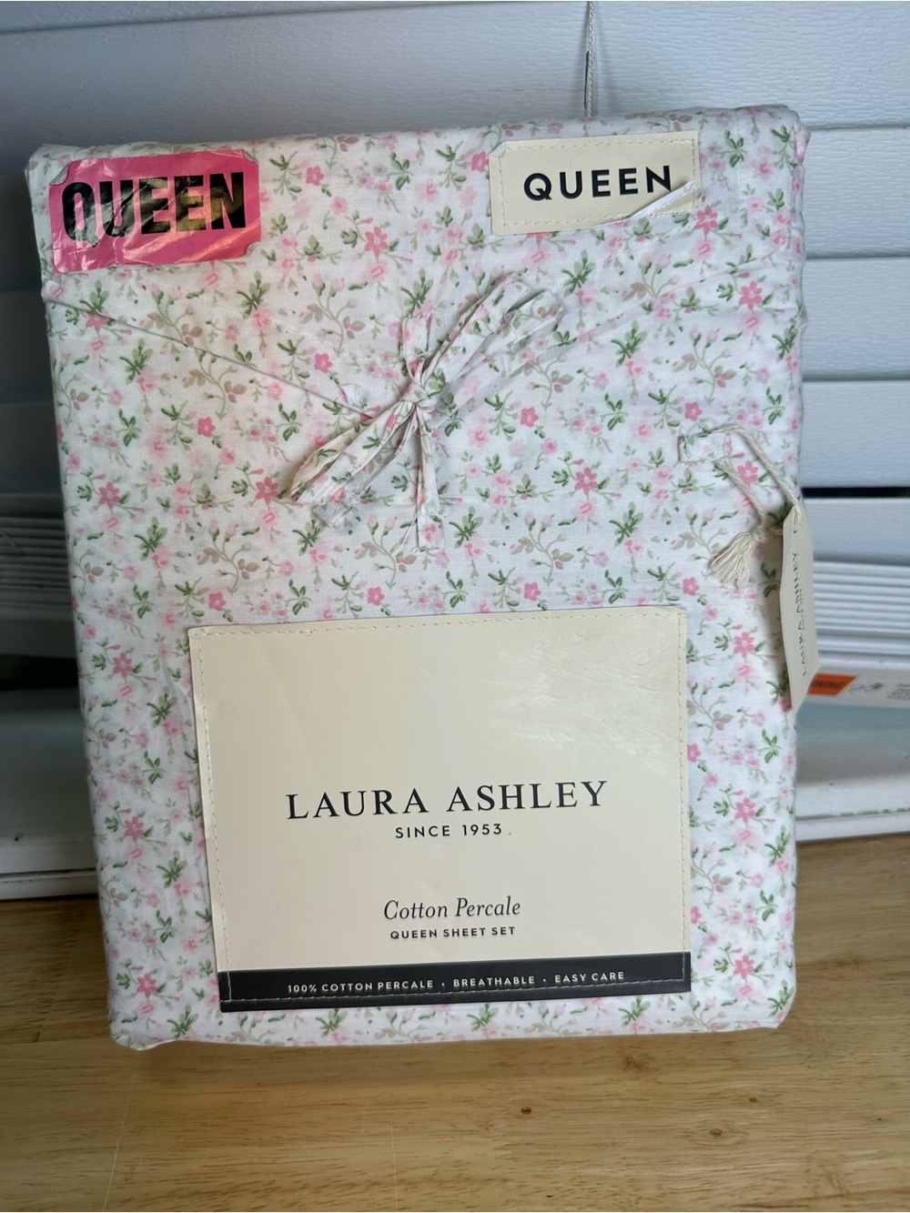 Evie farmhouse cottage Floral Cotton Percale 4 pcs Queen Sheet Set - pink floral